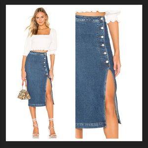 Free People Jasmine Buttoned Midi Skirt